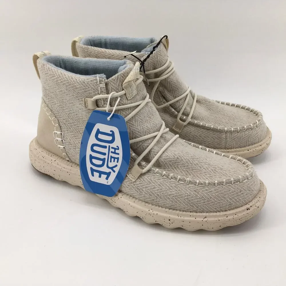 NWT Hey Dude Reyes Ankle Boot Womens 11 Heathered Ivory Greige Casual Comfort
